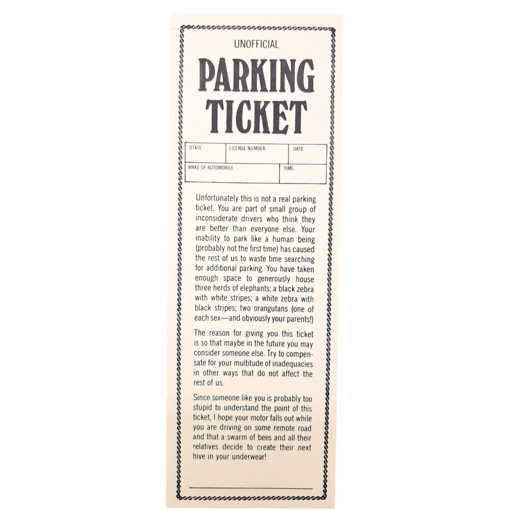 Vintage Prank Parking Tickets Gag Fake Funny Joke 9 Included Bad Unofficial Law